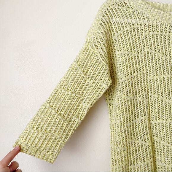 Kinross Cashmere | 100% Cashmere Sweater 3/4 Sleeve Yellow Small - Picture 2 of 5